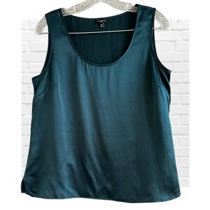 Talbots 100% Silk Emerald Green Tank Chemise Top Women’s 14P Dressy Party Office